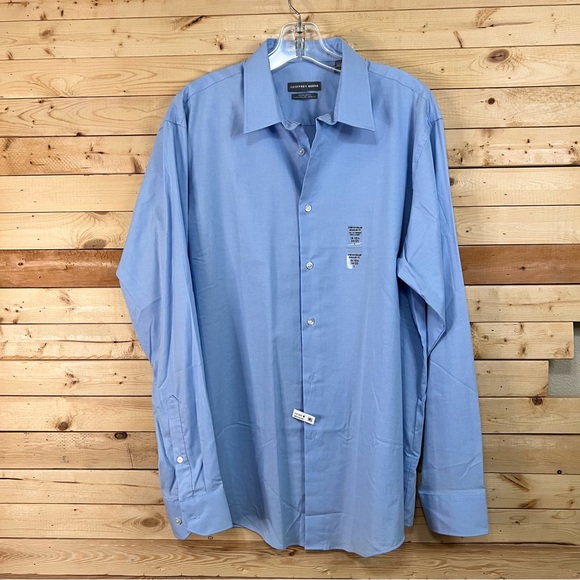 GEOFFREY BEENE Blue Stretch Collar Regular Fit Button Down Shirt NWT Mens size L - Picture 1 of 11